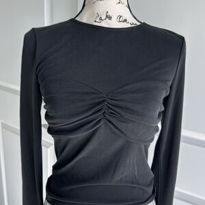 Elodie Elegant Black Ruched Women's Top